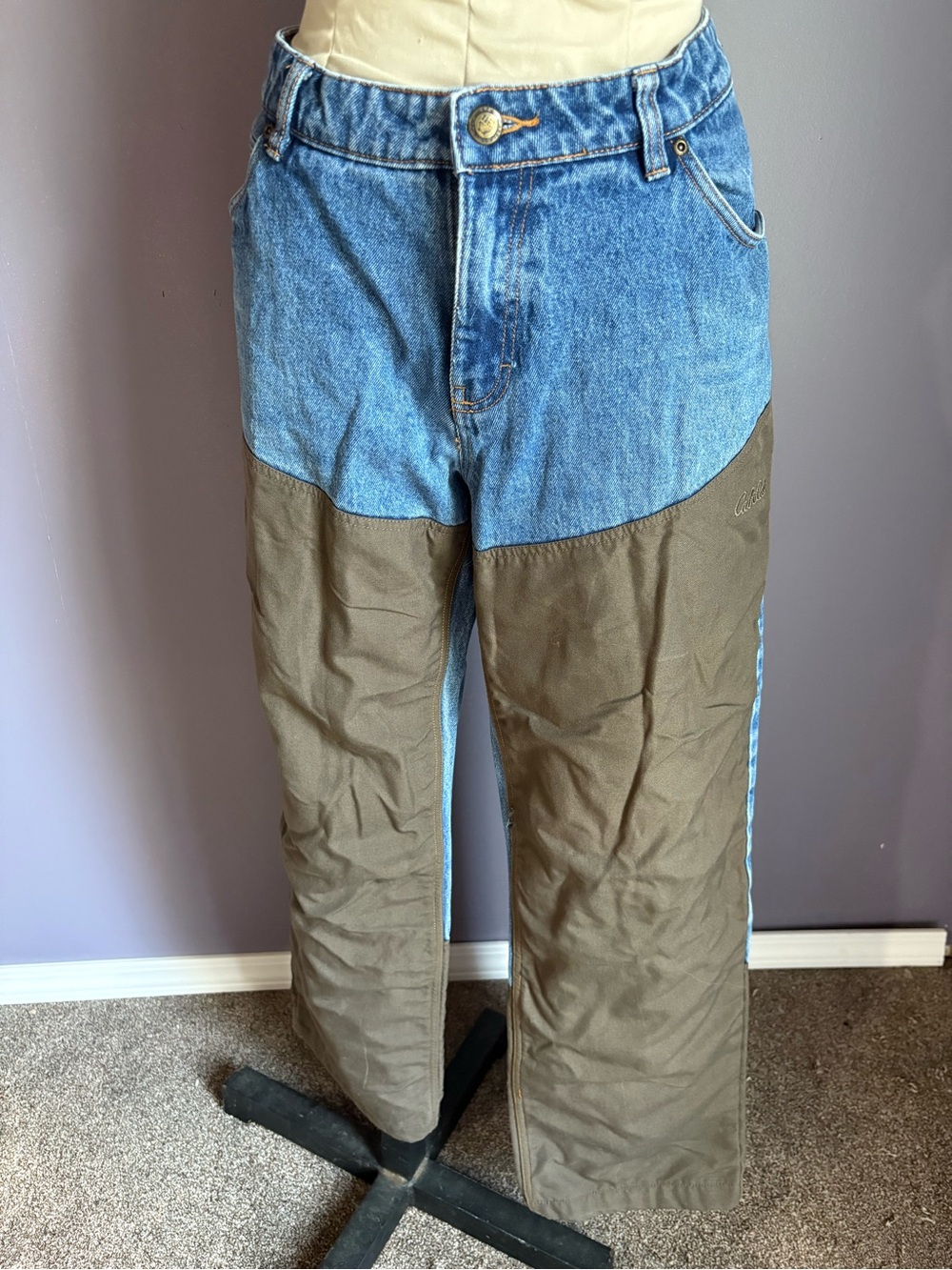 Cabela's Two-Tone Blue and Olive Green Cargo Pants